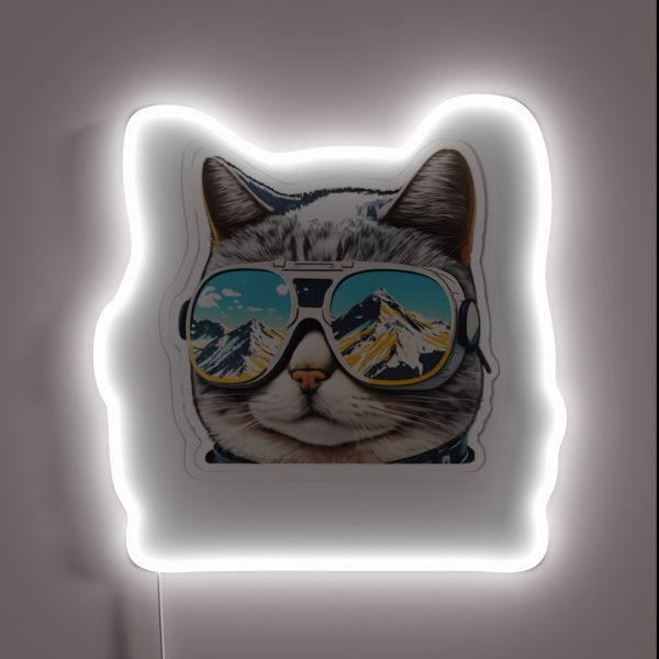 Cat Ski Goggles RGB Neon Sign