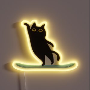 Cat Skiing Funny RGB Neon Sign