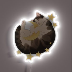 Cat Sleeps Amongst Moon And Stars RGB Neon Sign Cat Sleeps Amongst Moon And Stars RGB Neon Sign