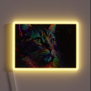 Cat Unique Style Design Cat Colorful Creativity Cat Bright Colors RGB Neon Sign