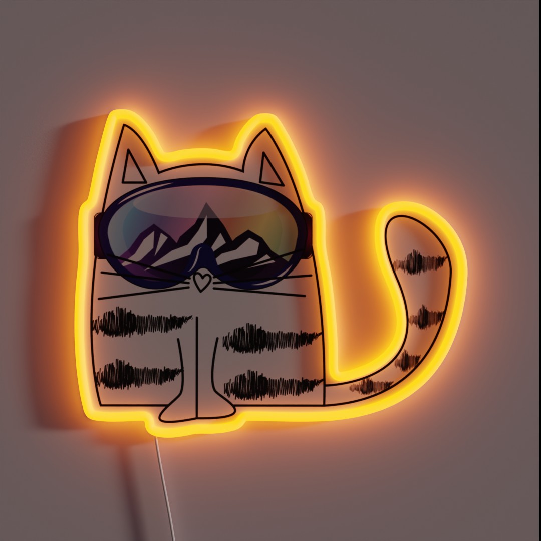 Cat Wearing Ski Goggles RGB Neon Sign Cat Wearing Ski Goggles RGB Neon Sign