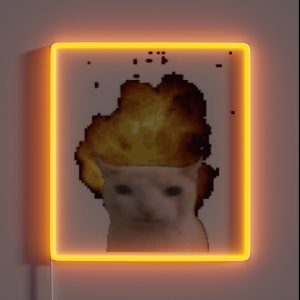 Cat With Explosion Head Reaction Meme Image RGB Neon Sign