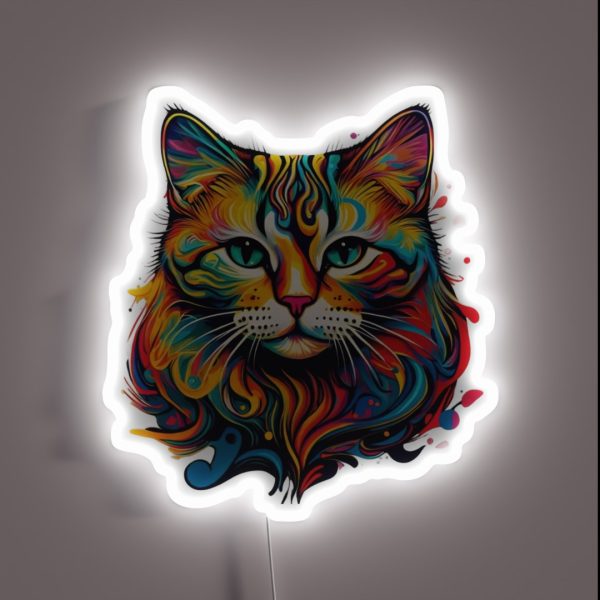 Cats And Creativity Tee RGB Neon Sign