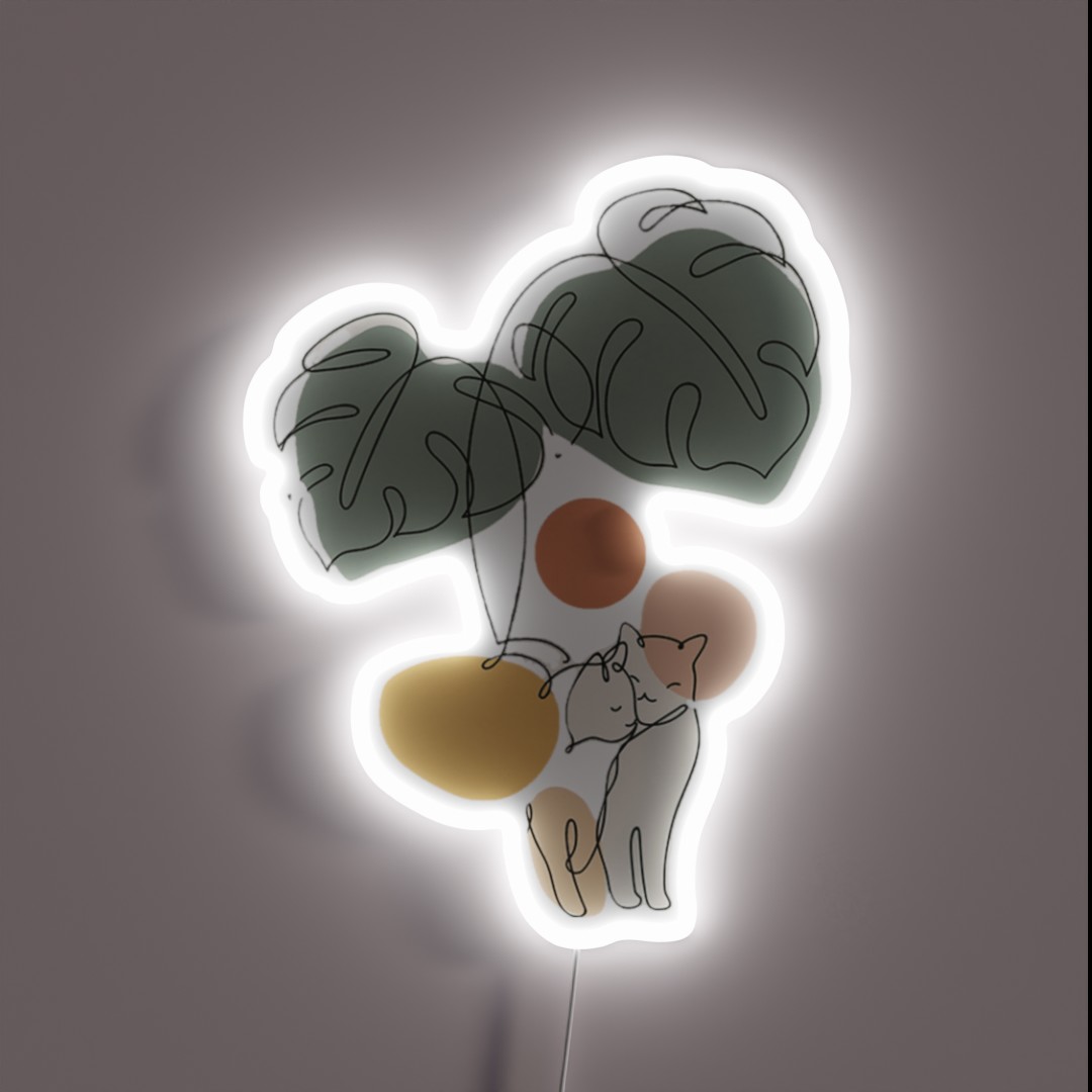 Cats Minimal Illustration RGB Neon Sign Cats Minimal Illustration RGB Neon Sign