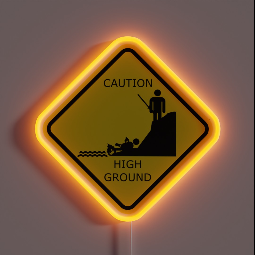 Caution High Ground Design RGB Neon Sign Caution High Ground Design RGB Neon Sign