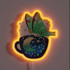 Celestial Luna Moth Teacup RGB Neon Sign