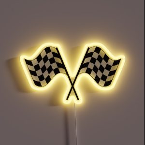 Checked Flag Racing Car Auto Window Bumper Decal RGB Neon Sign
