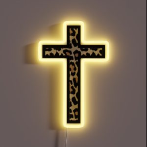 Cheetah Print Cross Design RGB Neon Sign