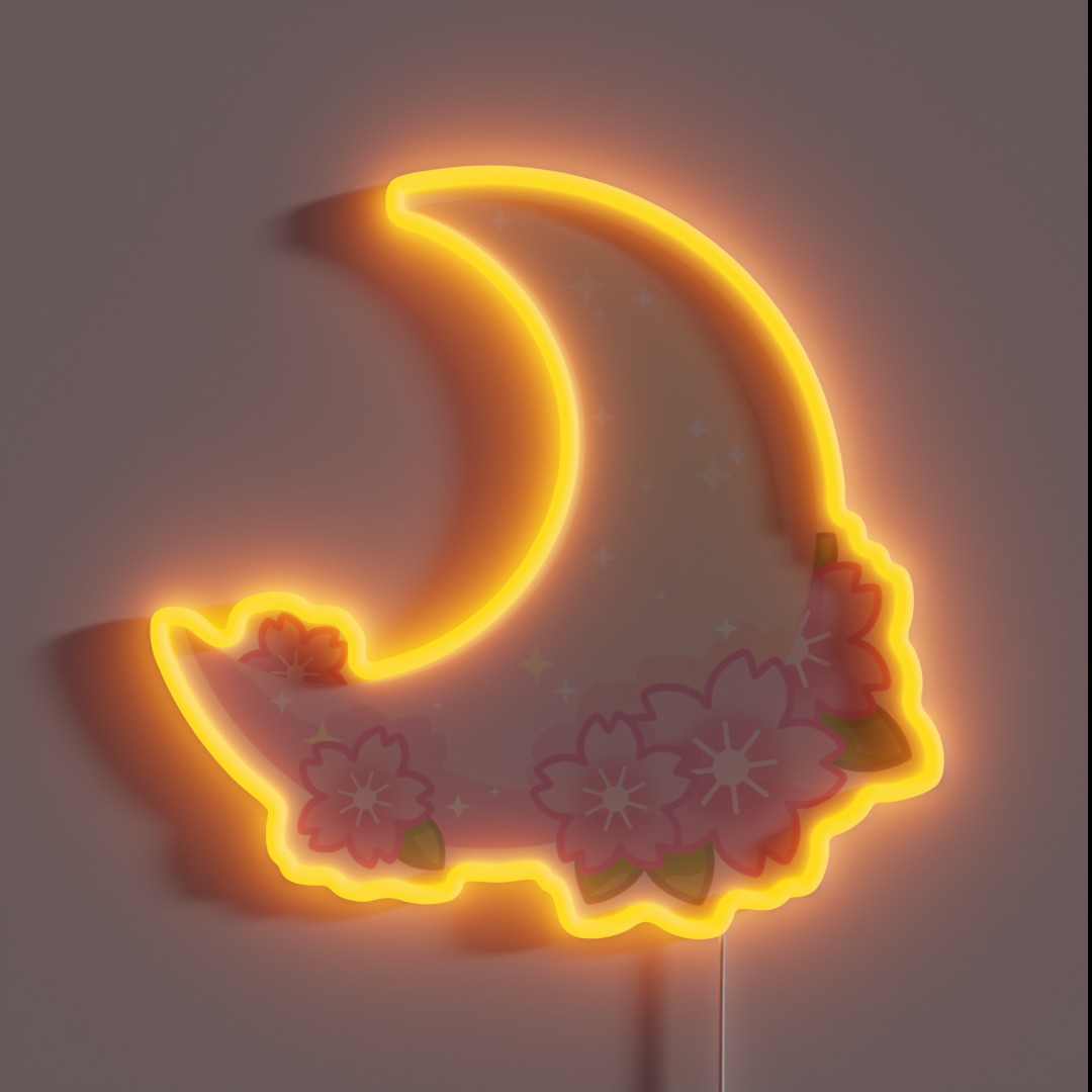 Cherry Blossom Gradient Moon RGB Neon Sign Cherry Blossom Gradient Moon RGB Neon Sign