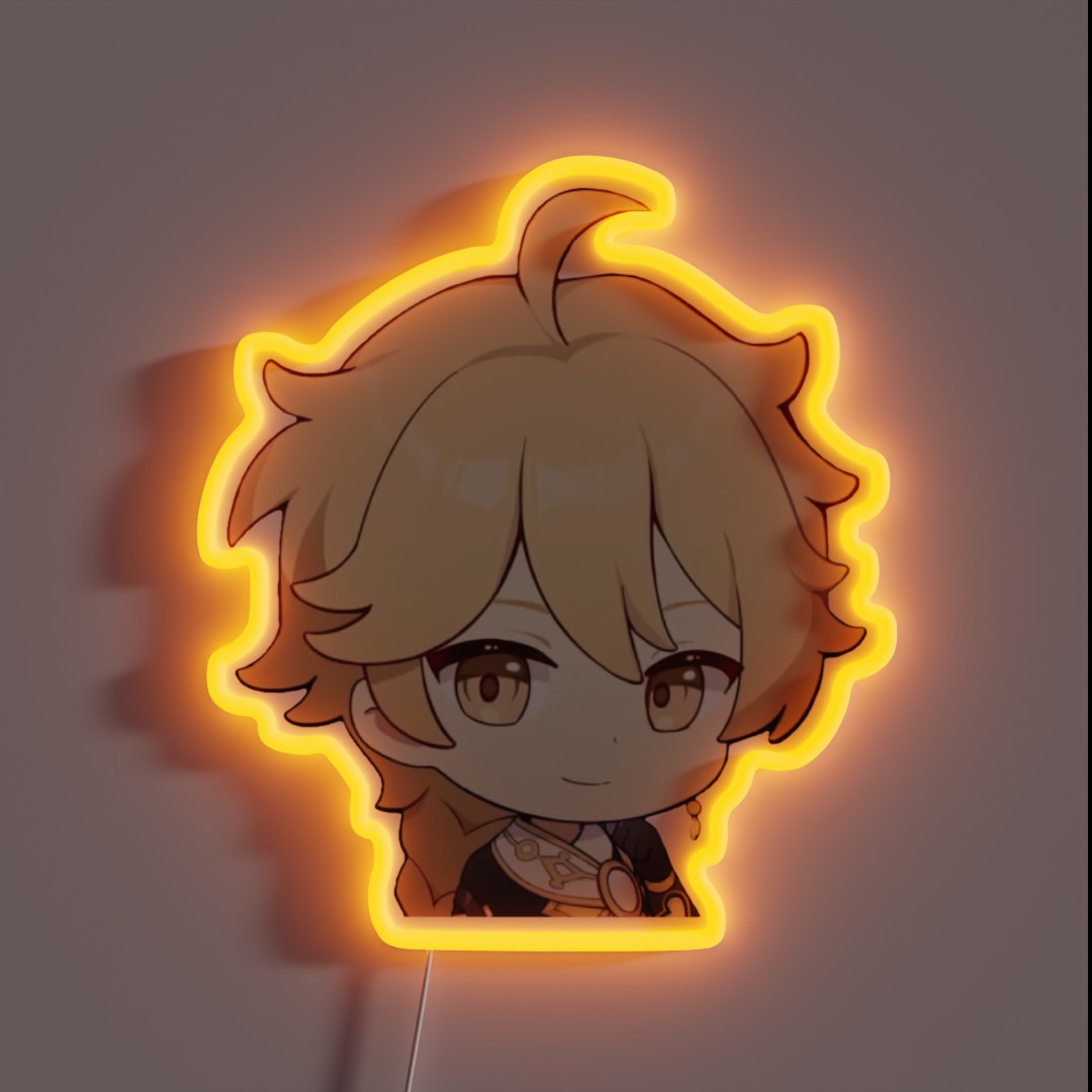 Chibi Aether Genshin Impact RGB Neon Sign Chibi Aether Genshin Impact RGB Neon Sign