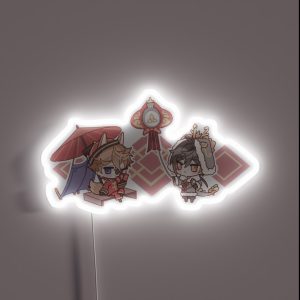 Chibi Childe And Zhongli Genshin Impact Lantern Festival RGB Neon Sign Chibi Childe And Zhongli Genshin Impact Lantern Festival RGB Neon Sign