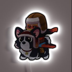 Chibi Flying Corgi Corki Pilot RGB Neon Sign