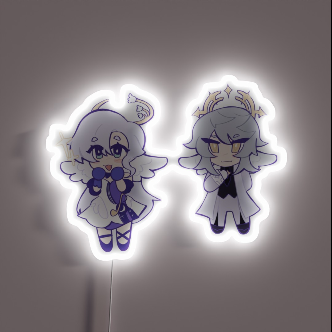 Chibi Sunday And Robin Honkai Star Rail RGB Neon Sign Chibi Sunday And Robin Honkai Star Rail RGB Neon Sign