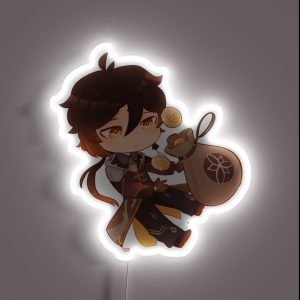 Chibi Zhongli With Mora RGB Neon Sign