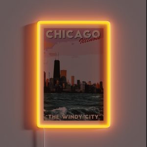 Chicago Travel Poster RGB Neon Sign Chicago Travel Poster RGB Neon Sign