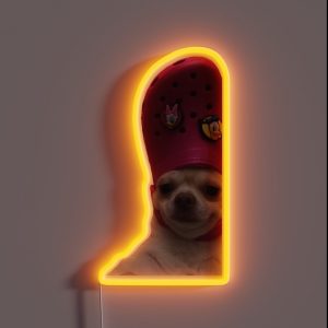 Chihuahua With A Croc On Its Head RGB Neon Sign