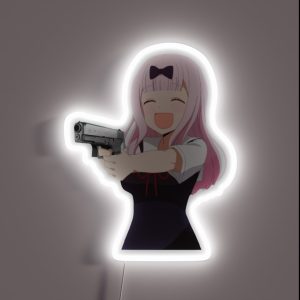 Chika Fujiwara Holds A Gun Anime Girl With A Gun RGB Neon Sign