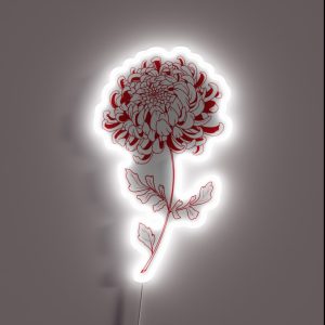 Chinese Chrysanthemum Tattoo Art RGB Neon Sign