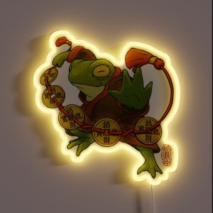 Chinese Frog With Lucky Coins RGB Neon Sign