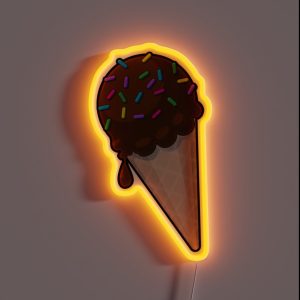 Chocolate Ice Cream Cone W Sprinkles RGB Neon Sign