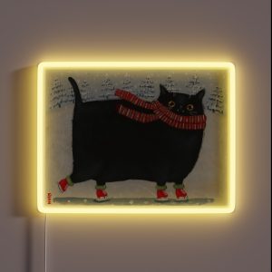 Chonky Black Ice Skater Cat RGB Neon Sign Chonky Black Ice Skater Cat RGB Neon Sign