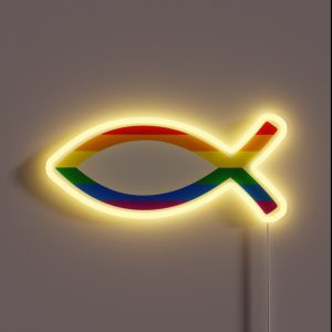 Christian Fish With Lgbtq Pride Flag RGB Neon Sign Christian Fish With Lgbtq Pride Flag RGB Neon Sign