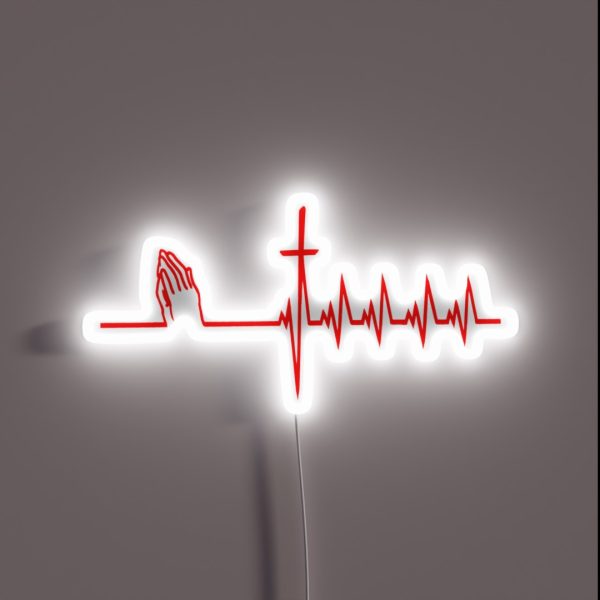 Christianity Cross Heart And Prayer RGB Neon Sign