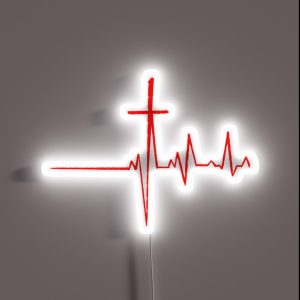 Christianity Cross Heart Rate RGB Neon Sign