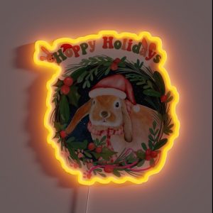 Christmas Bunny Hoppy Holidays RGB Neon Sign Christmas Bunny Hoppy Holidays RGB Neon Sign