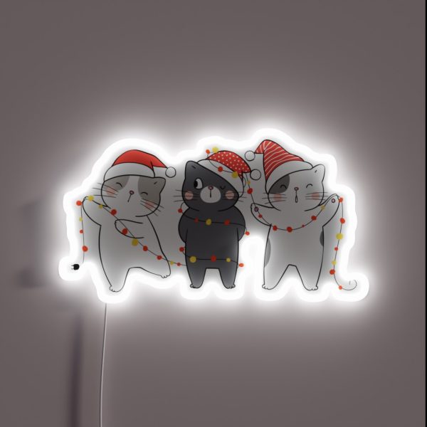 Christmas Cat Closeup Mega Christmas Cat RGB Neon Sign