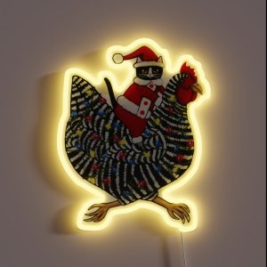 Christmas Chicken Ride RGB Neon Sign