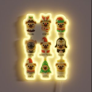 Christmas Pug RGB Neon Sign