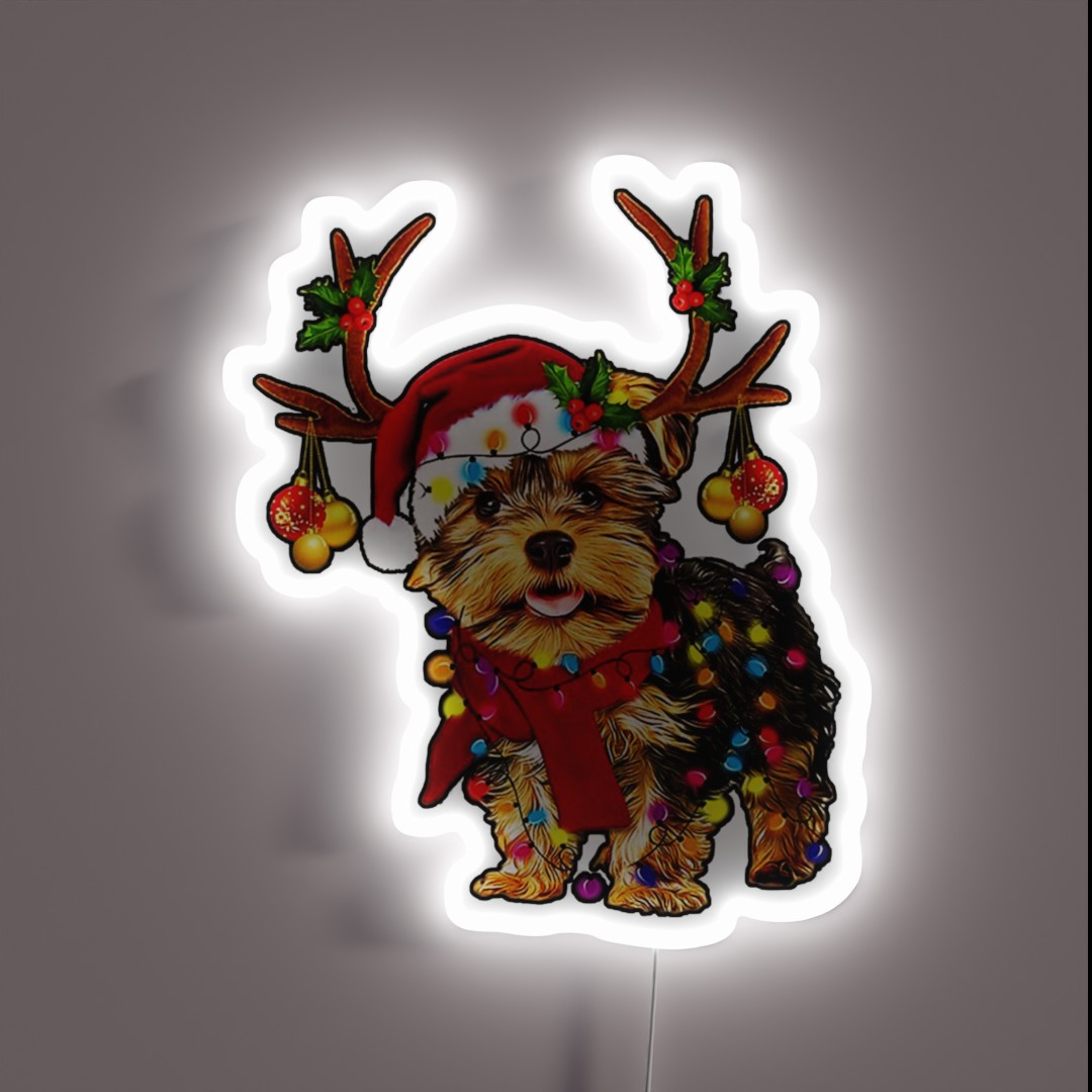 Christmas Reindeer Yorkie RGB Neon Sign Christmas Reindeer Yorkie RGB Neon Sign