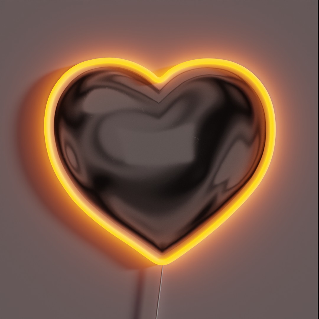 Chrome Metallic Heart RGB Neon Sign Chrome Metallic Heart RGB Neon Sign