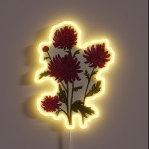 Chrysanthemum Drawing Chrysanthemums Mums Floral Illustration RGB Neon Sign