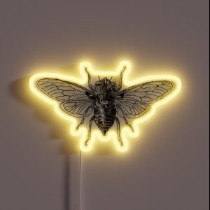 Cicada Design Cicada 3301 Insect Cartoon Black And White RGB Neon Sign