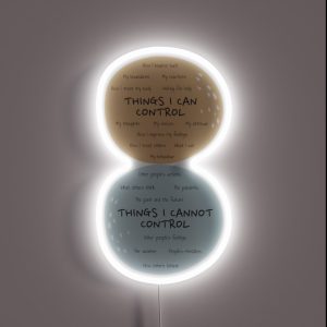 Circle Of Control Poster Mental Health Therapy Counseling Wall Art Therapist Office Things I Can Control Psychotherapy Self Care RGB Neon Sign