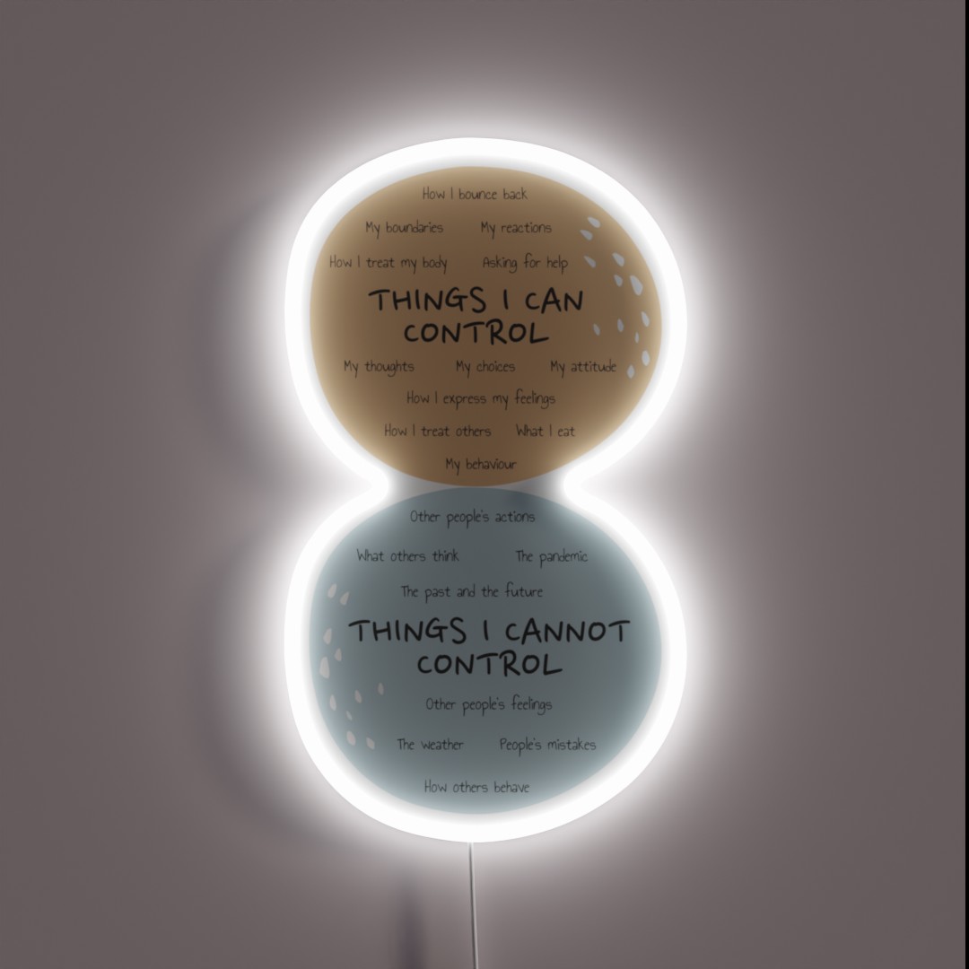 Circle Of Control Poster Mental Health RGB Neon Sign Circle Of Control Poster Mental Health RGB Neon Sign