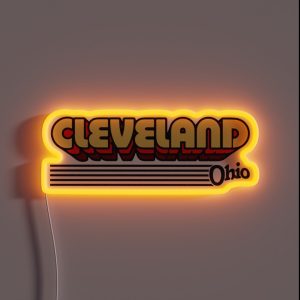 Cleveland Ohio Retro Stripes RGB Neon Sign Cleveland Ohio Retro Stripes RGB Neon Sign