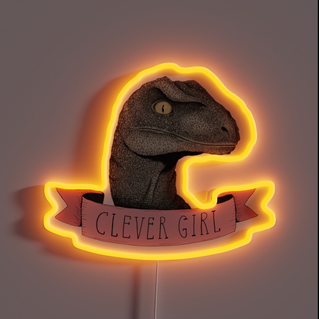 Clever Girl Raptor Dinosaur RGB Neon Sign Clever Girl Raptor Dinosaur RGB Neon Sign