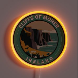 Cliffs Of Moher Ireland Circle Badge RGB Neon Sign