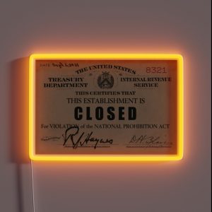 CLOSED For VIOLATION Of The NATIONAL PROHIBITION ACT 1921 RGB Neon Sign