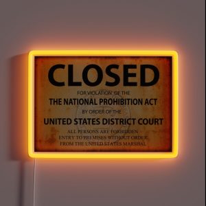 CLOSED Sign For PROHIBITION Violation RGB Neon Sign