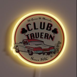 Club Tavern Cat In Collector Car RGB Neon Sign