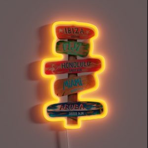 Coconut Girl Beach Direction Signs RGB Neon Sign