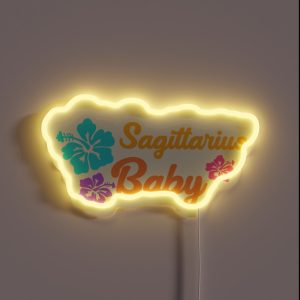 Coconut Girl Zodiac Sagittarius Baby Hibiscus Flower RGB Neon Sign