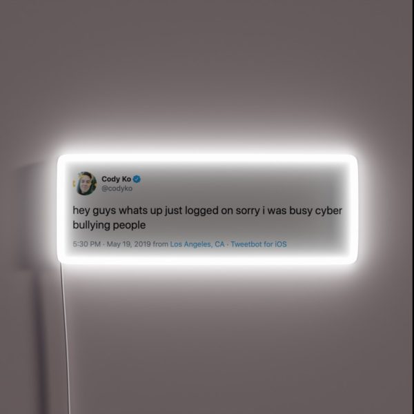Cody Ko Cyberbully Tweet RGB Neon Sign