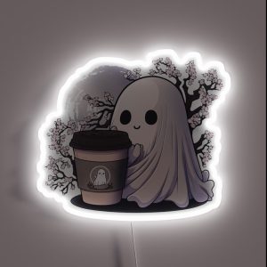 Coffee Ghost Under A Sakura Tree RGB Neon Sign Coffee Ghost Under A Sakura Tree RGB Neon Sign
