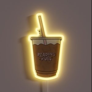 Coffee Is My Reading Fuel Bookish Aesthetic Pastel Pink Coffee Lover Iced Latte For Book Kindle Girlie Readers Tbr RGB Neon Sign
