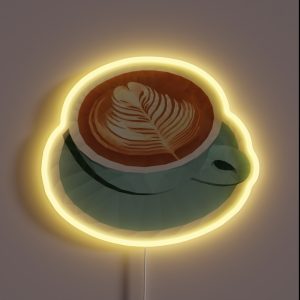 Coffee With Latte Art Polygon Art RGB Neon Sign